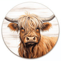 Thumbnail for Highland Cow Sign Dco-00863 For Wreath 10 Round Metal