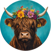 Thumbnail for Highland Cow Sign, DCO-13235, Sign For Wreath, 10x10