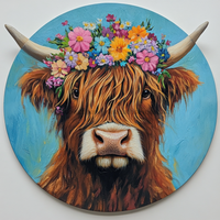 Thumbnail for Highland Cow Sign, DCO-13236, Sign For Wreath, 10x10