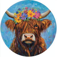 Thumbnail for Highland Cow Sign, DCO-13237, Sign For Wreath, 10x10