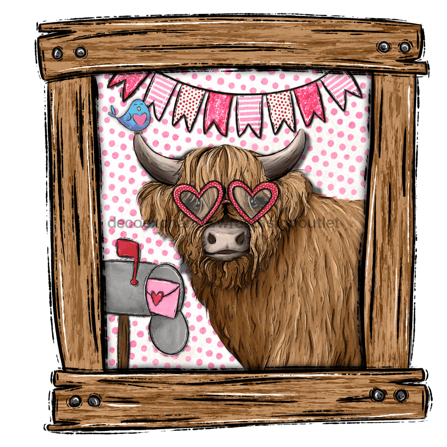 Highland Cow Sign Valentine Wood Sign Door Hanger Decoe-W-501 22