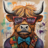 Thumbnail for Highland Cow With Glasses Sign Funny Animal Wall Art Dco-01168 For Wreath 10X10 Metal