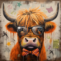 Thumbnail for Highland Cow With Glasses Sign Funny Animal Wall Art Dco-01170 For Wreath 10X10 Metal