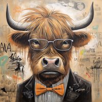 Thumbnail for Highland Cow With Glasses Sign Funny Animal Wall Art Dco-01172 For Wreath 10X10 Metal