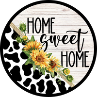 Thumbnail for Home Sweet Home Cow Sunflower Sign, DECOE-5290-D, Sign For Wreath, 10