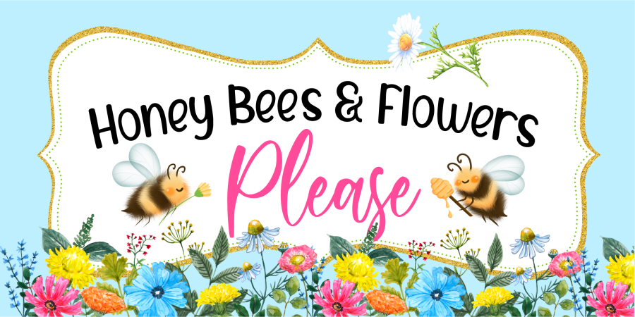 Honey Bees 6x12" Metal Wreath Sign - DECOE-5221