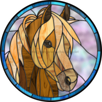 Thumbnail for Horse Stained Glass 12" Metal Wreath Sign - DECOE-4052-A