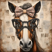 Thumbnail for Horse With Glasses Sign Funny Animal Wall Art Dco-01165 For Wreath 10X10 Metal