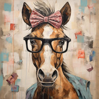 Thumbnail for Horse With Glasses Sign Funny Animal Wall Art Dco-01166 For Wreath 10X10 Metal