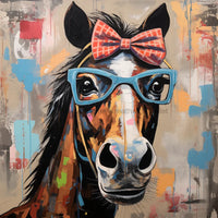Thumbnail for Horse With Glasses Sign Funny Animal Wall Art Dco-01167 For Wreath 10X10 Metal