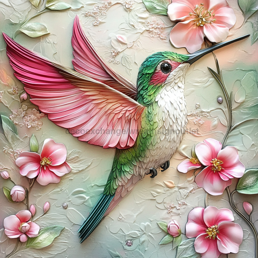 Hummingbird Sign, DCO-13185, Sign For Wreath, 10x10" Metal Sign