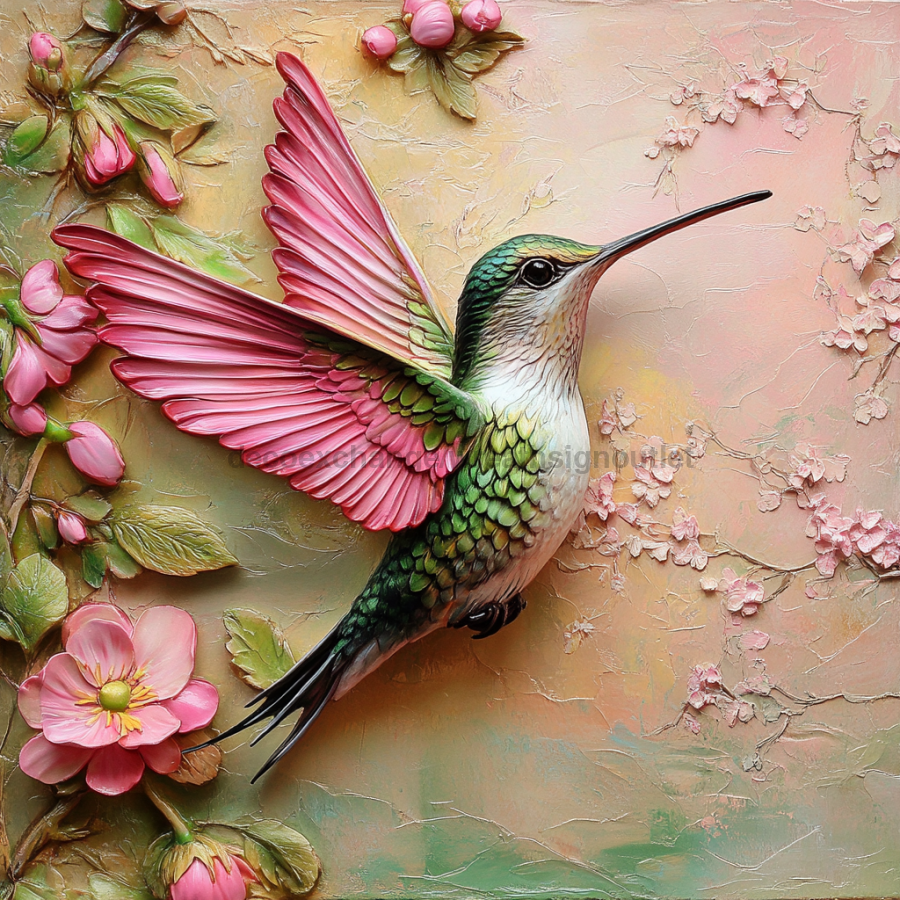 Hummingbird Sign, DCO-13195, Sign For Wreath, 10x10