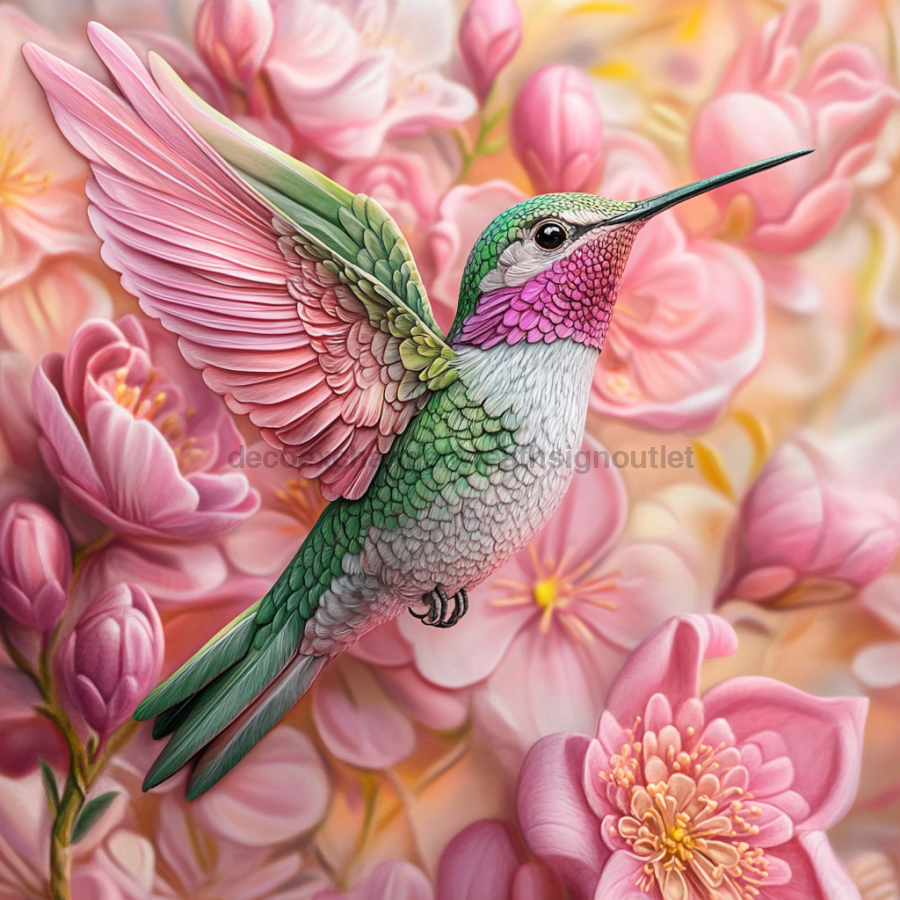 Hummingbird Sign, DCO-13197, Sign For Wreath, 10x10" Metal Sign