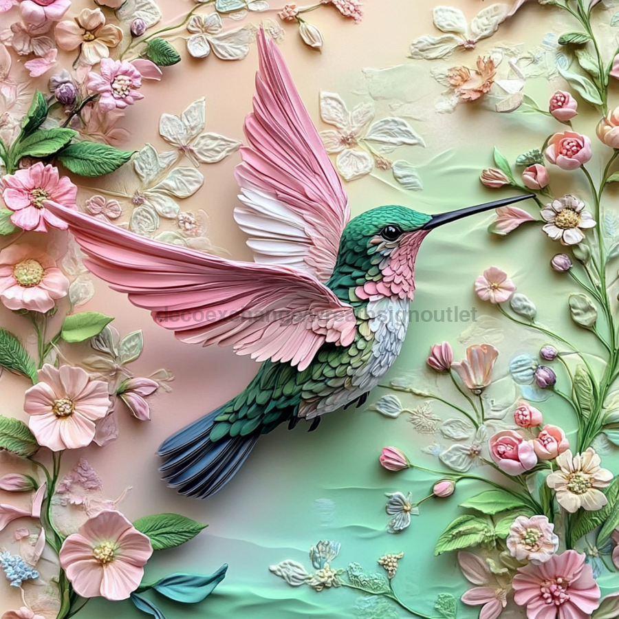 Hummingbird Sign, DCO-13202, Sign For Wreath, 10x10" Metal Sign