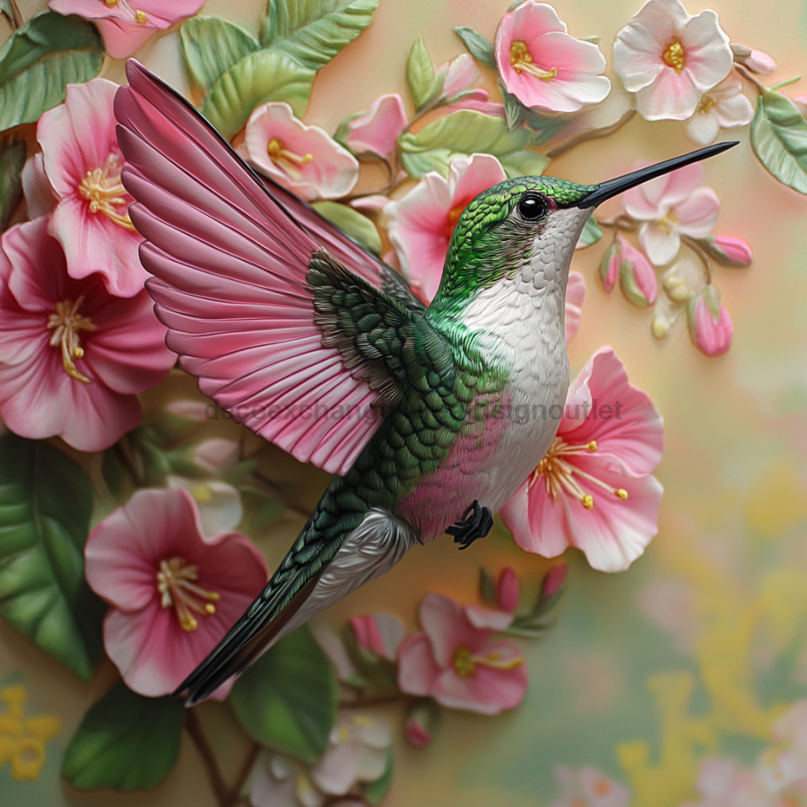Hummingbird Sign, DCO-13204, Sign For Wreath, 10x10" Metal Sign