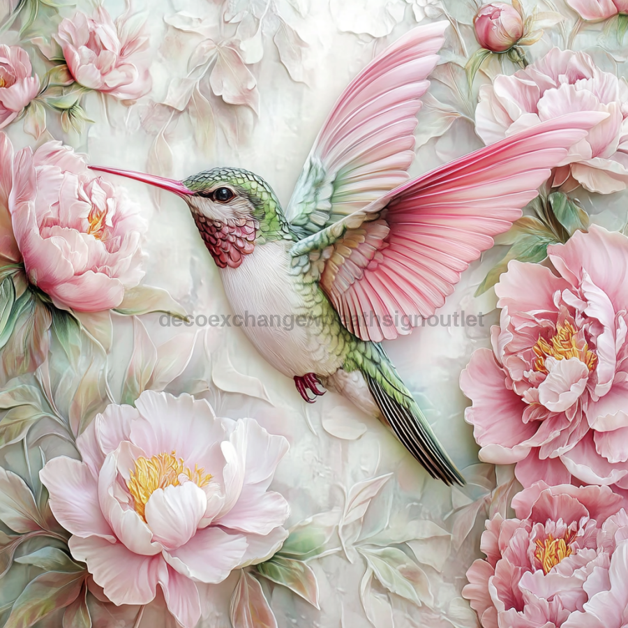 Hummingbird Sign, DCO-13207, Sign For Wreath, 10x10" Metal Sign