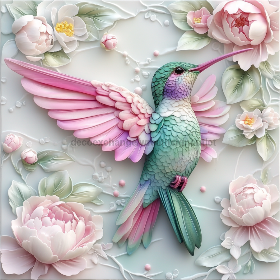 Hummingbird Sign, DCO-13220, Sign For Wreath, 10x10" Metal Sign