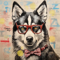 Thumbnail for Husky Dog With Glasses Sign Funny Animal Wall Art Dco - 01340 For Wreath 10X10’ Metal