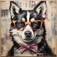 Thumbnail for Husky Dog With Glasses Sign Funny Animal Wall Art Dco - 01341 For Wreath 10X10’ Metal