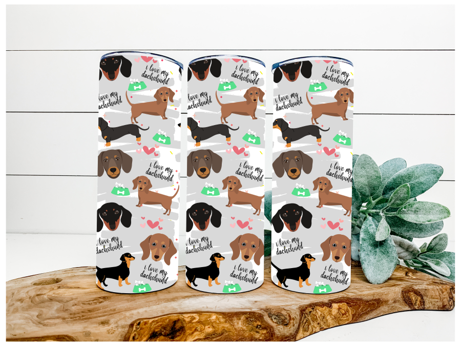 I Love My Dachshund Tumbler, 20 oz Skinny Tumbler - DECOETUMBLER-139