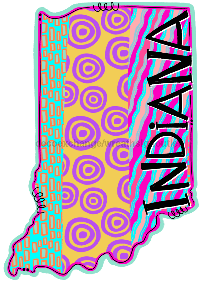 Indiana State 22" Wood Door Hanger - DECOE-W-0145-DH