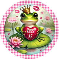 Thumbnail for Kiss Me Frog Sign, DECOE-5295-D, Sign For Wreath, 10