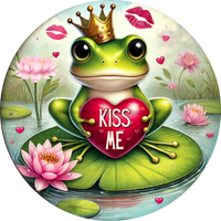 Thumbnail for Kiss Me Frog Sign, DECOE-5296-D, Sign For Wreath, 10