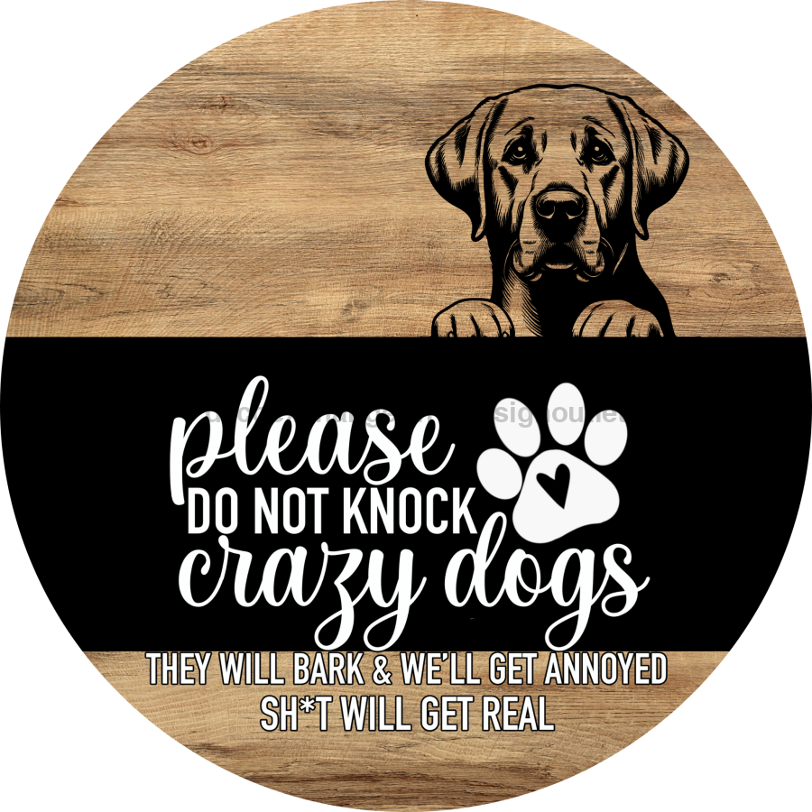 Dog Door Hanger, Hello Brought Treats Door Hanger, DCO-01975-DH, 18" Round Wood