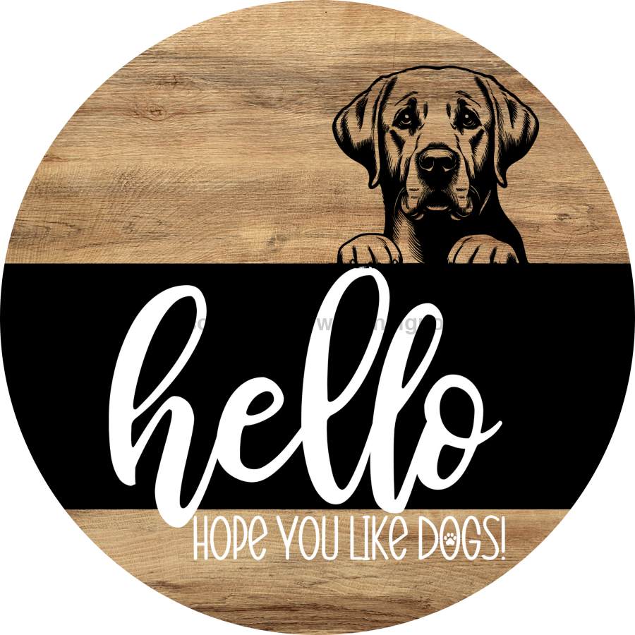 Dog Door Hanger, Hello Brought Treats Door Hanger, DCO-01975-DH, 18" Round Wood