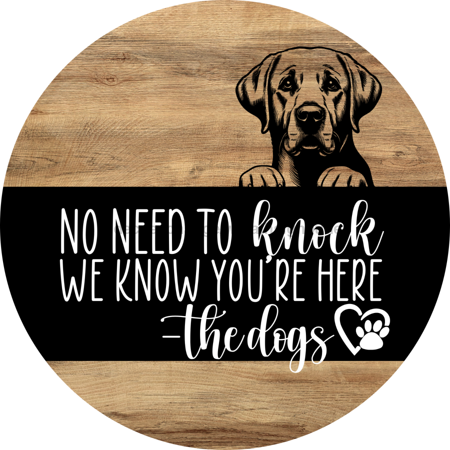 Dog Door Hanger, Hello Brought Treats Door Hanger, DCO-01975-DH, 18" Round Wood