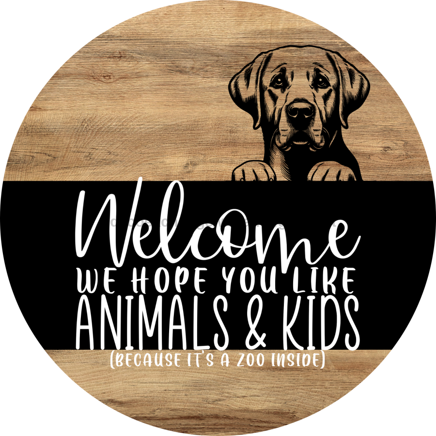 Dog Door Hanger, Hello Brought Treats Door Hanger, DCO-01975-DH, 18" Round Wood