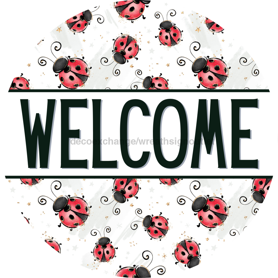 Lady Bug Door Hanger Welcome Dco - 01392 - Dh 18’ Round Wood