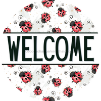 Thumbnail for Lady Bug Door Hanger Welcome Dco - 01392 - Dh 18’ Round Wood