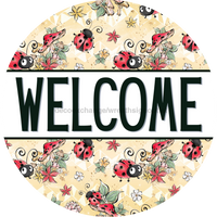 Thumbnail for Lady Bug Door Hanger Welcome Dco - 01394 - Dh 18’ Round Wood