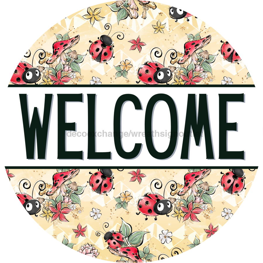 Lady Bug Door Hanger Welcome Dco - 01394 - Dh 18’ Round Wood