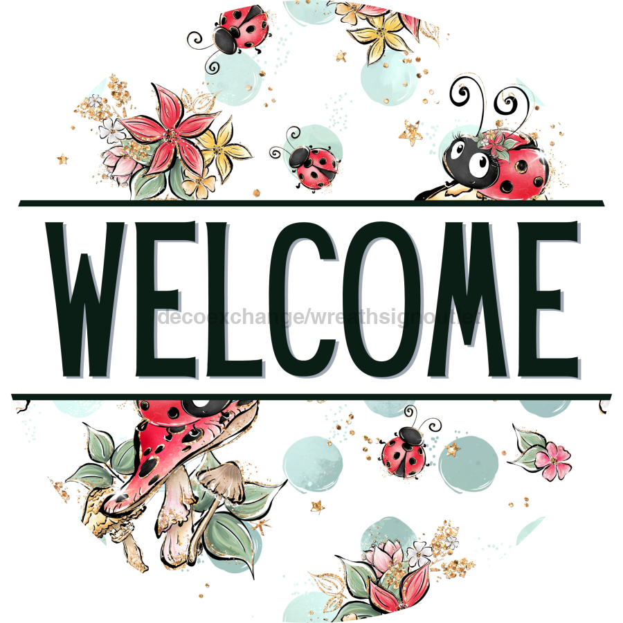 Lady Bug Door Hanger Welcome Dco - 01409 - Dh 18’ Round Wood