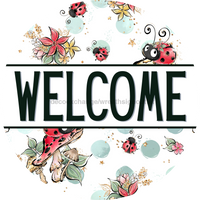 Thumbnail for Lady Bug Door Hanger Welcome Dco - 01409 - Dh 18’ Round Wood