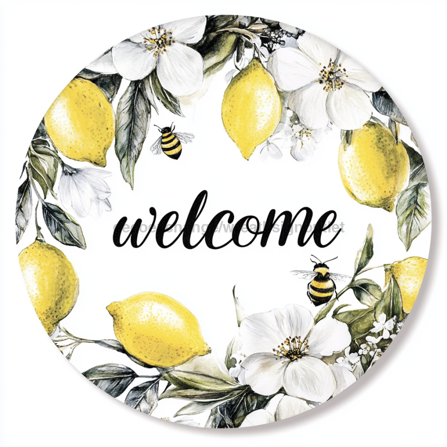 Lemon Sign, Welcome Sign, DCO-13027, Sign For Wreath, 10" Metal Sign