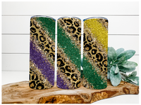 Thumbnail for Leopard Mardi Gras Tumbler, 20 oz Skinny Tumbler - DECOETUMBLER-104