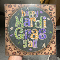 Thumbnail for Leopard Mardi Gras Words Metal Sign 12