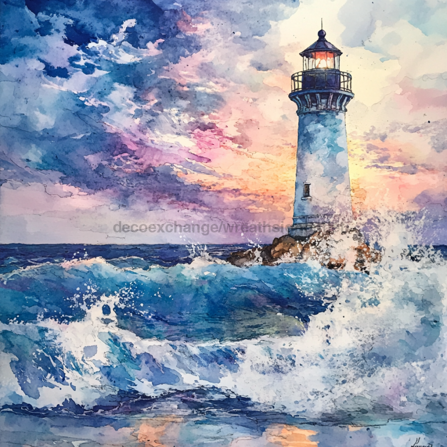 Light house Sign, DCO-13432, Sign For Wreath, 10x10" Metal Sign