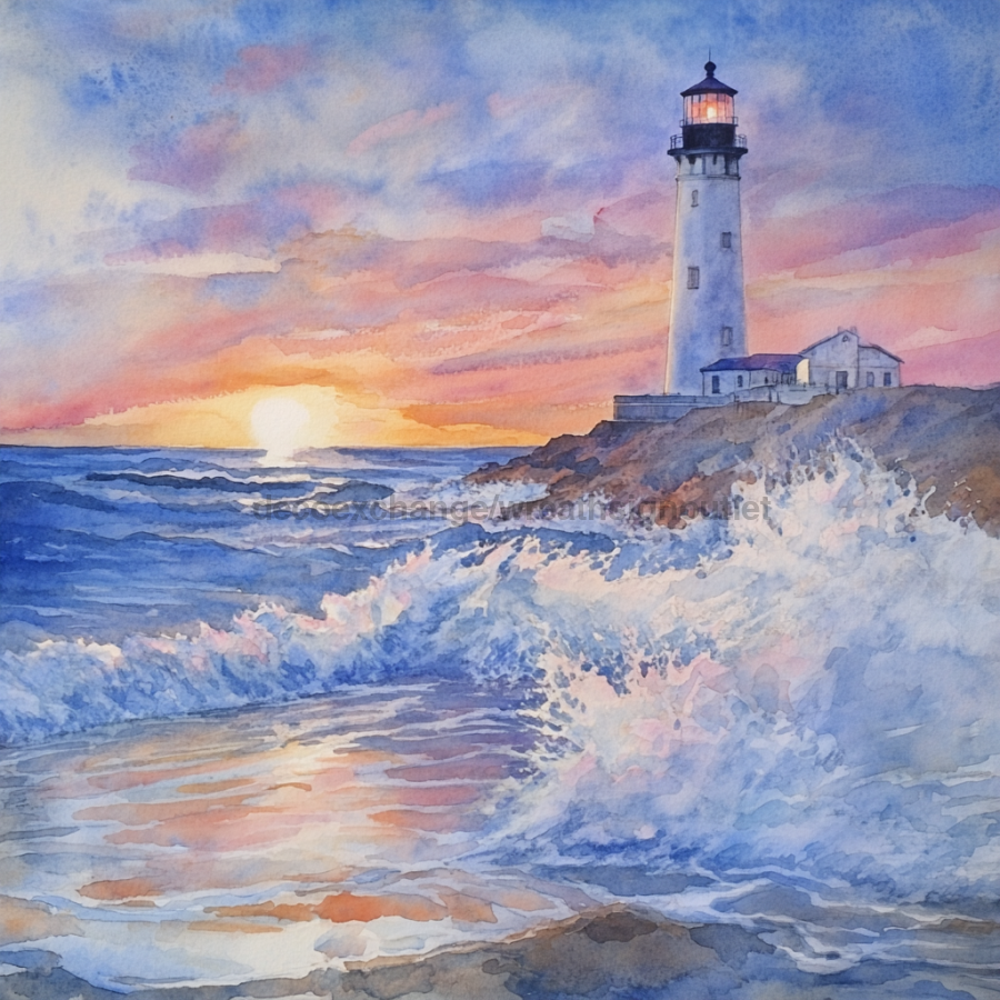 Light house Sign, DCO-13441, Sign For Wreath, 10x10" Metal Sign