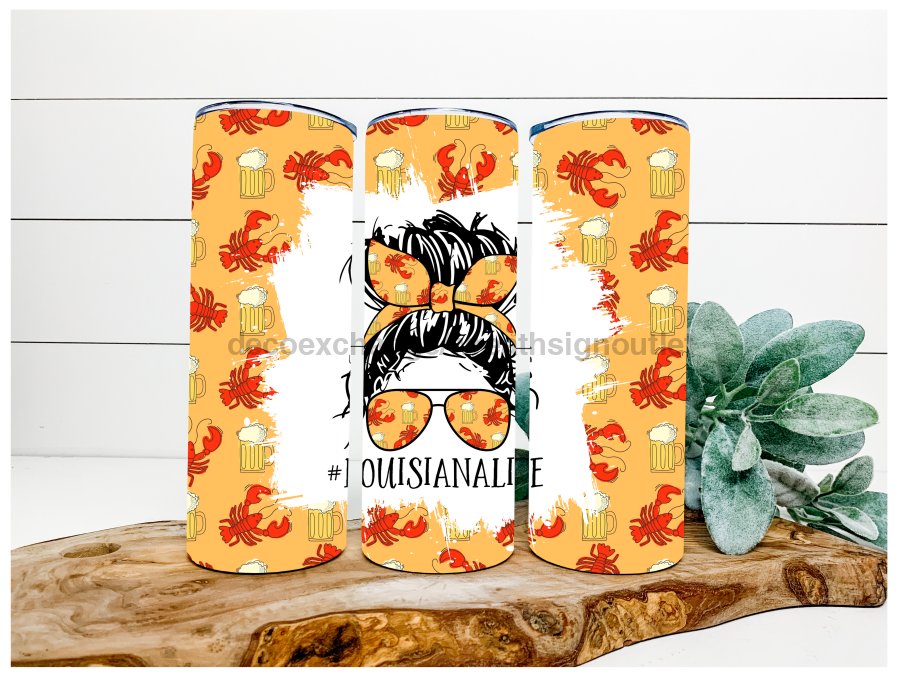 Louisiana Life Tumbler, Crawfish Tumbler, 20 oz Skinny Tumbler - DECOETUMBLER-102