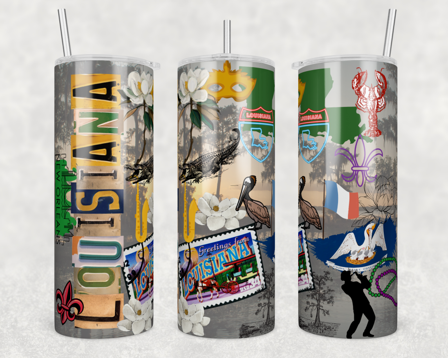 Louisiana Tumbler 20 oz Skinny Tumbler - DECOETUMBLER-291