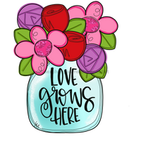 Thumbnail for Love Grows Here Mason Jar Door Hanger Mj-W-00020 22‚Äô Wood