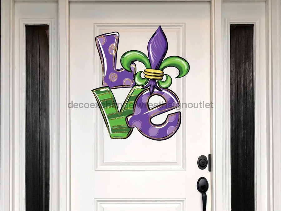 Love Sign Mardi Gras Louisiana Wood Sign Door Hanger Decoe-W-154 22