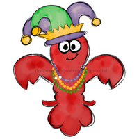 Thumbnail for Mardi Gras Crawfish Cut Bow Holes 22" Wood Door Hanger - DECOE-W-903443-DH