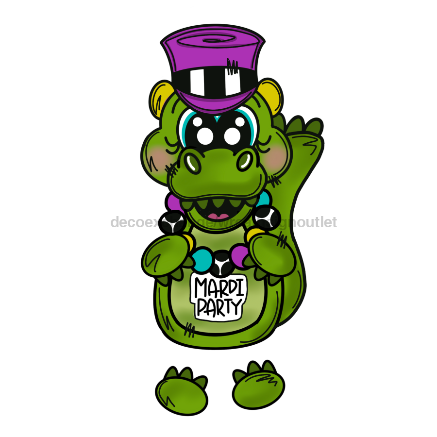 Mardi Gras Gator Door Hanger Mj-W-00056 22‚Äô Wood
