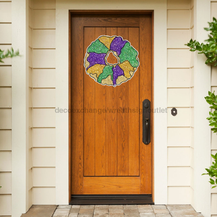 Mardi Gras King Cake 22" Wood Door Hanger - DECOE-W-903451-DH