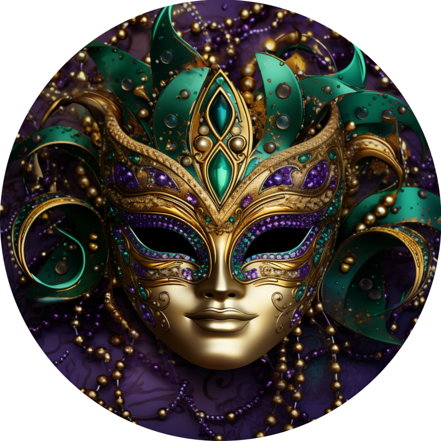 Mardi Gras, MB-00007, Sign For Wreath, 10" Metal Sign